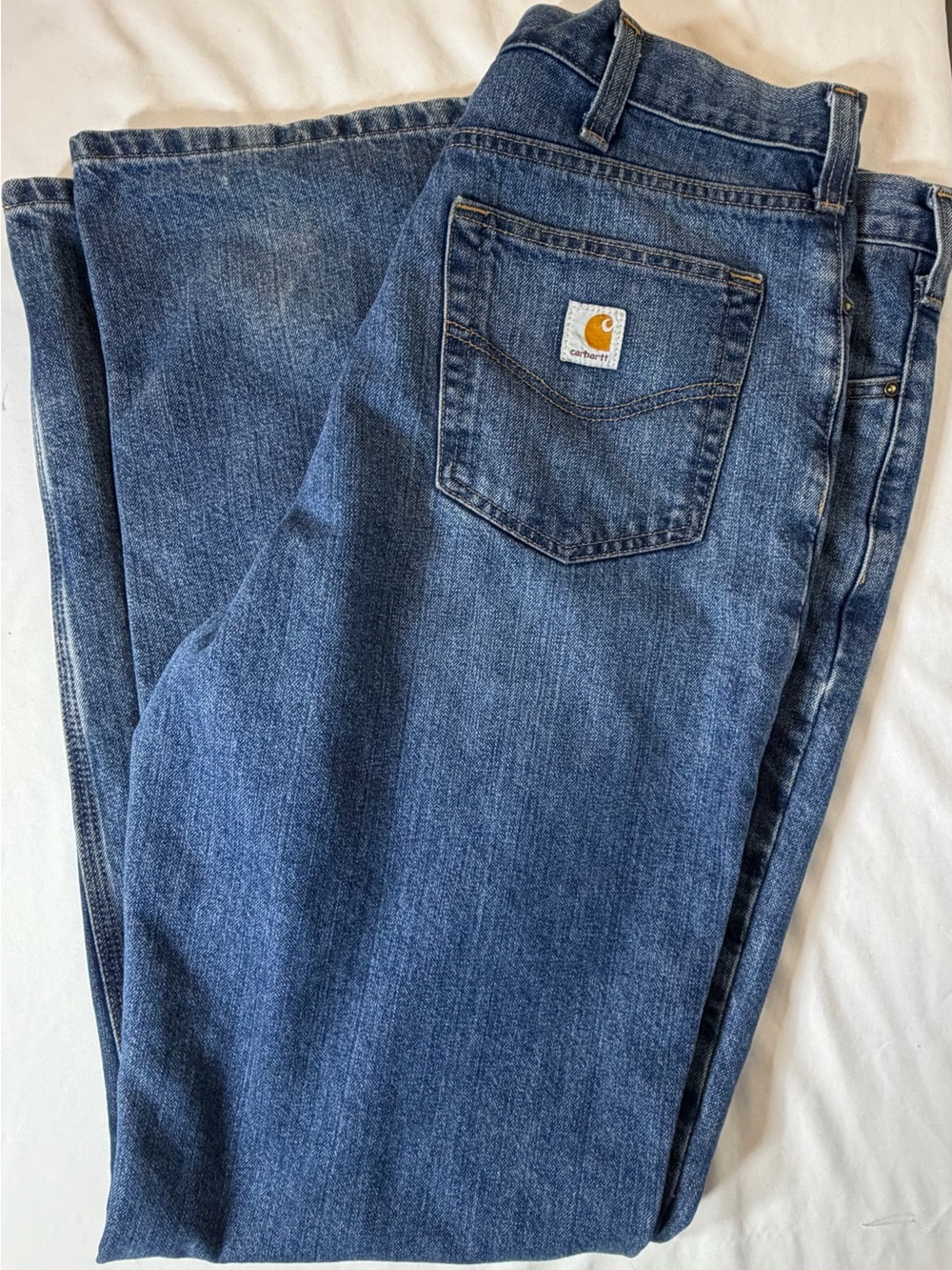 Carhartt Men's Regular Straight Blue Medium Wash Denim Jeans 38x36